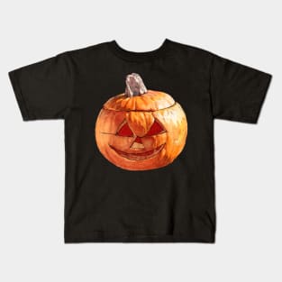 Watercolor Smiling Carved Pumpkin Kids T-Shirt